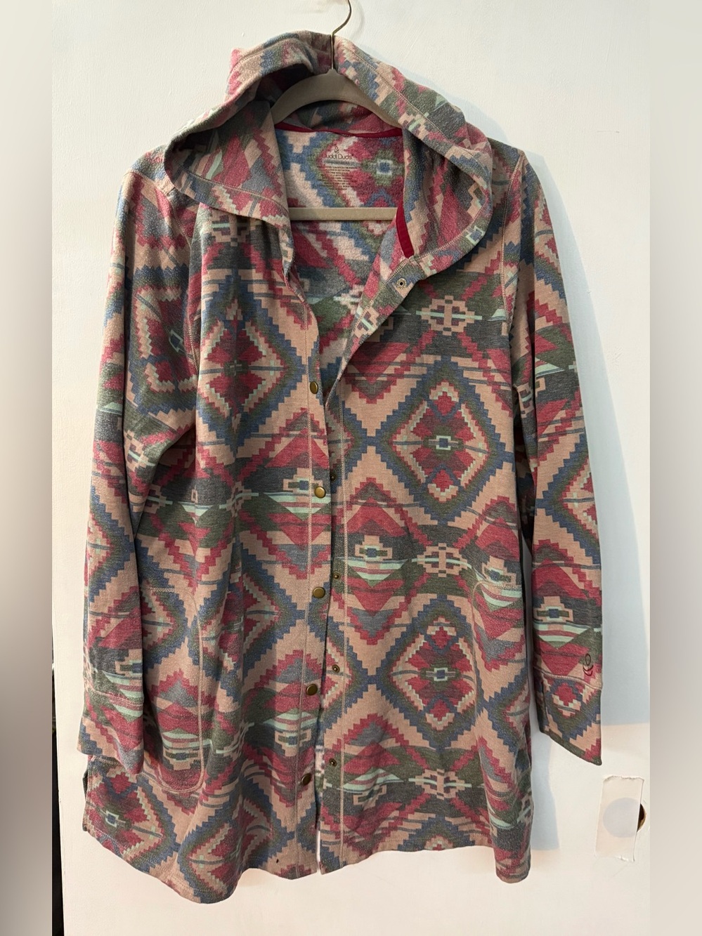 Cuddl Duds Aztec Button front hoodie